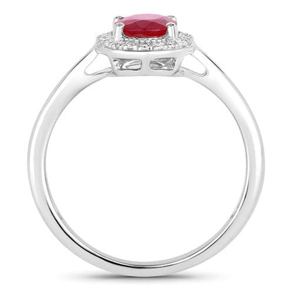 1.06 Carat Genuine Ruby and White Diamond 14K White Gold Ring by Bids.com