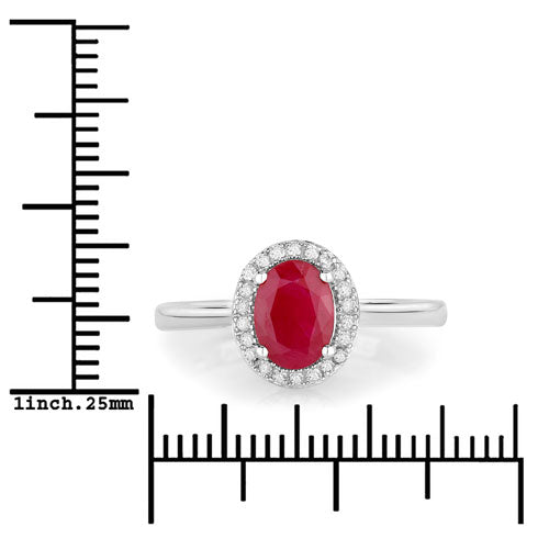 1.06 Carat Genuine Ruby and White Diamond 14K White Gold Ring by Bids.com