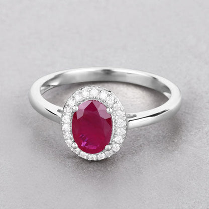 1.06 Carat Genuine Ruby and White Diamond 14K White Gold Ring by Bids.com