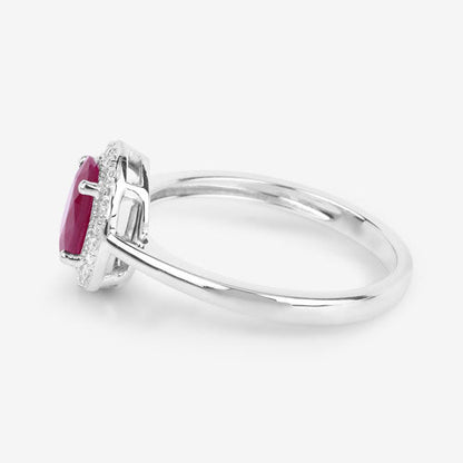 1.06 Carat Genuine Ruby and White Diamond 14K White Gold Ring by Bids.com