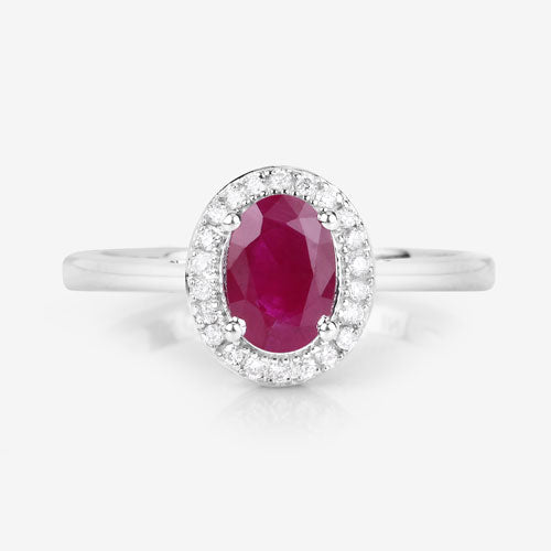 1.06 Carat Genuine Ruby and White Diamond 14K White Gold Ring by Bids.com