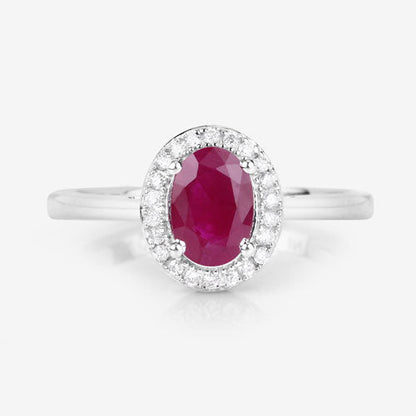 1.06 Carat Genuine Ruby and White Diamond 14K White Gold Ring by Bids.com
