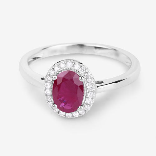 1.06 Carat Genuine Ruby and White Diamond 14K White Gold Ring by Bids.com