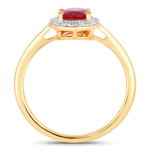 1.06 Carat Genuine Ruby and White Diamond 14K Yellow Gold Ring by Bids.com