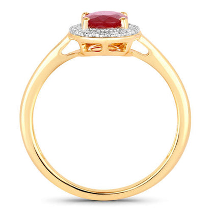 1.06 Carat Genuine Ruby and White Diamond 14K Yellow Gold Ring by Bids.com