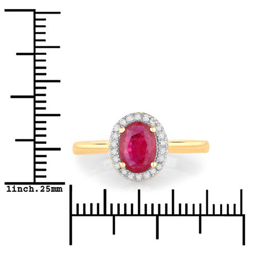 1.06 Carat Genuine Ruby and White Diamond 14K Yellow Gold Ring by Bids.com