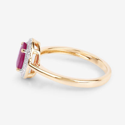1.06 Carat Genuine Ruby and White Diamond 14K Yellow Gold Ring by Bids.com