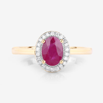 1.06 Carat Genuine Ruby and White Diamond 14K Yellow Gold Ring by Bids.com
