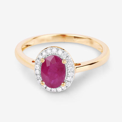 1.06 Carat Genuine Ruby and White Diamond 14K Yellow Gold Ring by Bids.com