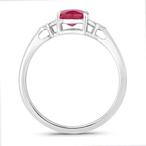 1.22 Carat Genuine Ruby and White Diamond 14K White Gold Ring by Bids.com