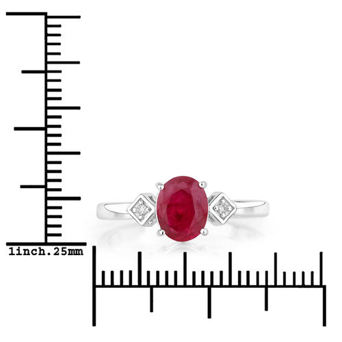 1.22 Carat Genuine Ruby and White Diamond 14K White Gold Ring by Bids.com