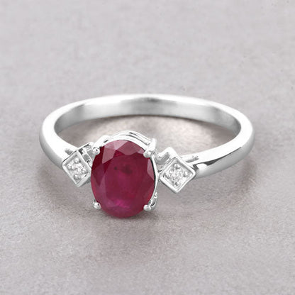 1.22 Carat Genuine Ruby and White Diamond 14K White Gold Ring by Bids.com