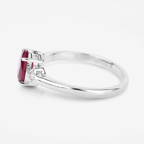 1.22 Carat Genuine Ruby and White Diamond 14K White Gold Ring by Bids.com