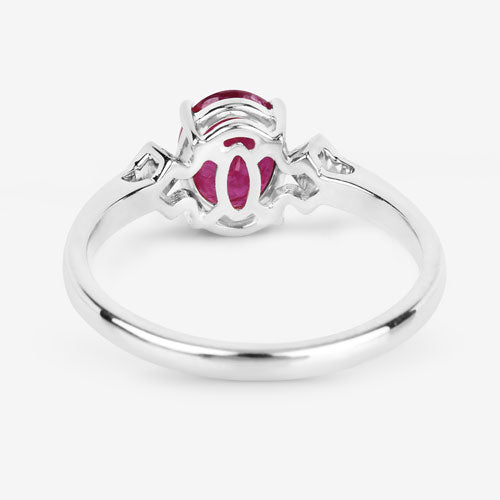 1.22 Carat Genuine Ruby and White Diamond 14K White Gold Ring by Bids.com