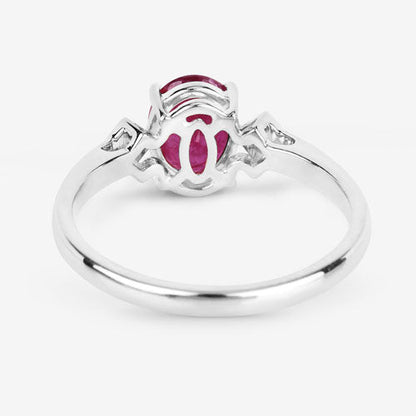 1.22 Carat Genuine Ruby and White Diamond 14K White Gold Ring by Bids.com