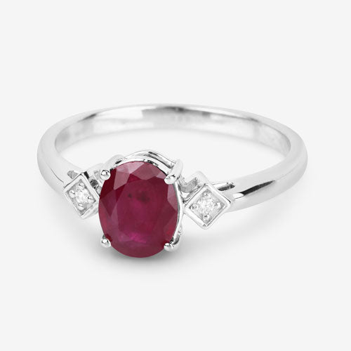 1.22 Carat Genuine Ruby and White Diamond 14K White Gold Ring by Bids.com