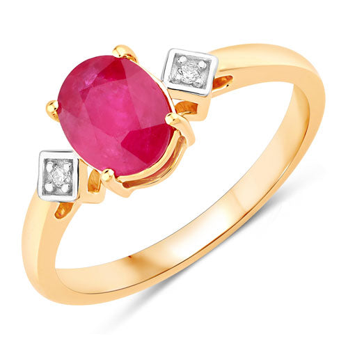 1.22 Carat Genuine Ruby and White Diamond 14K Yellow Gold Ring by Bids.com
