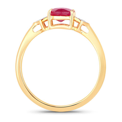 1.22 Carat Genuine Ruby and White Diamond 14K Yellow Gold Ring by Bids.com
