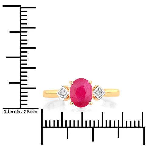 1.22 Carat Genuine Ruby and White Diamond 14K Yellow Gold Ring by Bids.com