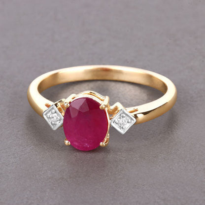 1.22 Carat Genuine Ruby and White Diamond 14K Yellow Gold Ring by Bids.com