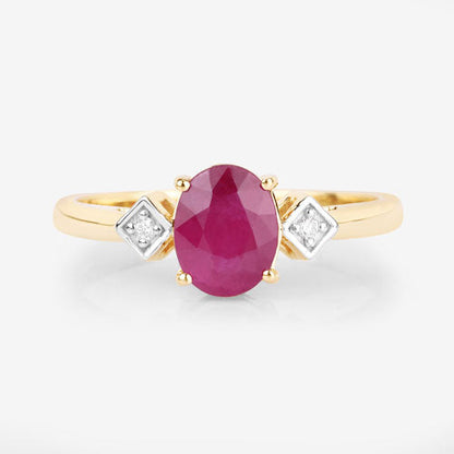 1.22 Carat Genuine Ruby and White Diamond 14K Yellow Gold Ring by Bids.com