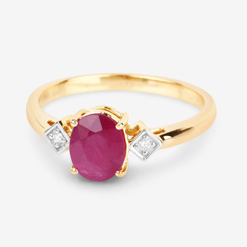1.22 Carat Genuine Ruby and White Diamond 14K Yellow Gold Ring by Bids.com