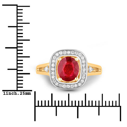 1.67 Carat Genuine Ruby and White Diamond 14K Yellow Gold Ring by Bids.com