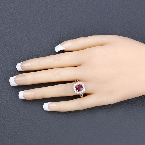 1.67 Carat Genuine Ruby and White Diamond 14K Yellow Gold Ring by Bids.com