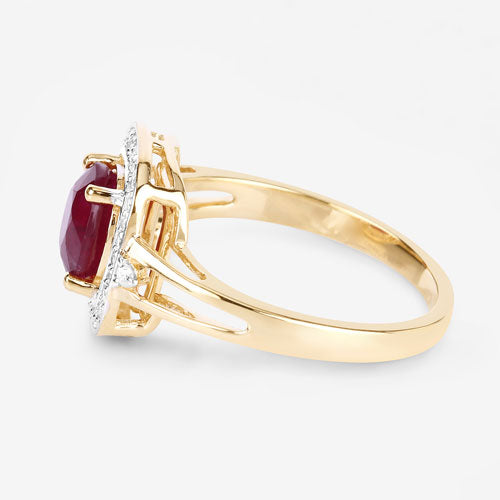1.67 Carat Genuine Ruby and White Diamond 14K Yellow Gold Ring by Bids.com