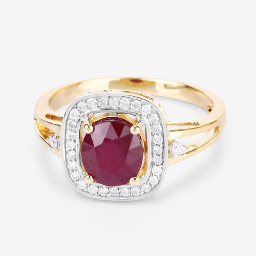 1.67 Carat Genuine Ruby and White Diamond 14K Yellow Gold Ring by Bids.com