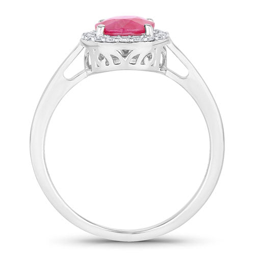 1.83 Carat Genuine Ruby and White Diamond 14K White Gold Ring by Bids.com