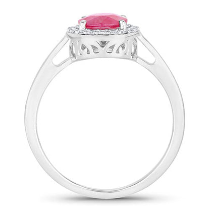 1.83 Carat Genuine Ruby and White Diamond 14K White Gold Ring by Bids.com