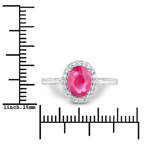 1.83 Carat Genuine Ruby and White Diamond 14K White Gold Ring by Bids.com