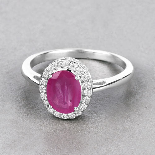 1.83 Carat Genuine Ruby and White Diamond 14K White Gold Ring by Bids.com