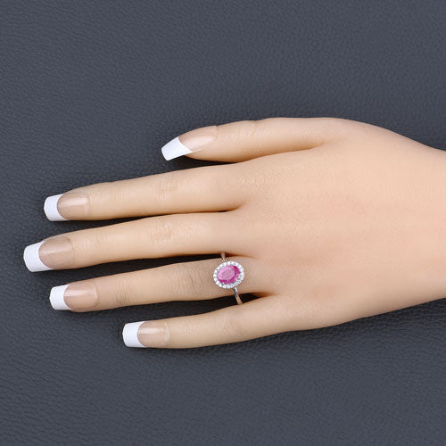 1.83 Carat Genuine Ruby and White Diamond 14K White Gold Ring by Bids.com