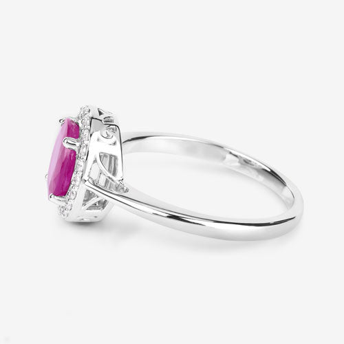 1.83 Carat Genuine Ruby and White Diamond 14K White Gold Ring by Bids.com