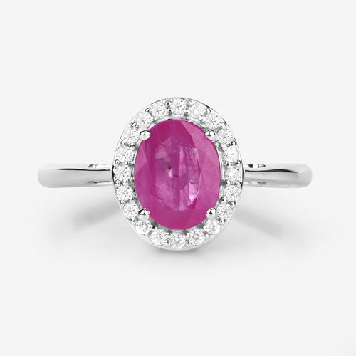 1.83 Carat Genuine Ruby and White Diamond 14K White Gold Ring by Bids.com