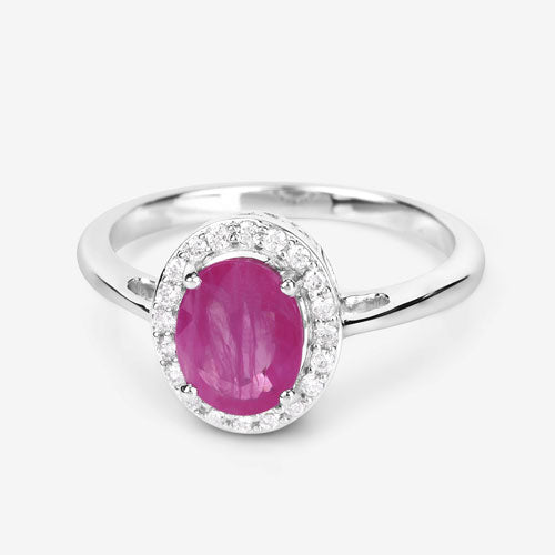 1.83 Carat Genuine Ruby and White Diamond 14K White Gold Ring by Bids.com