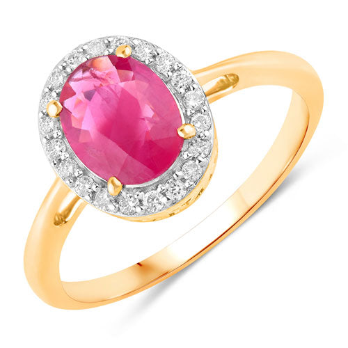 1.83 Carat Genuine Ruby and White Diamond 14K Yellow Gold Ring by Bids.com