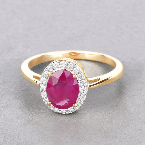 1.83 Carat Genuine Ruby and White Diamond 14K Yellow Gold Ring by Bids.com