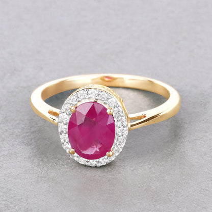 1.83 Carat Genuine Ruby and White Diamond 14K Yellow Gold Ring by Bids.com