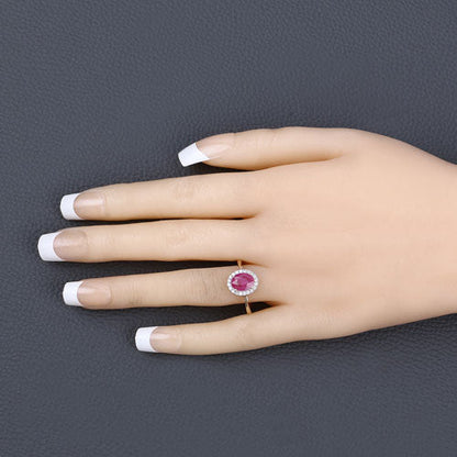 1.83 Carat Genuine Ruby and White Diamond 14K Yellow Gold Ring by Bids.com