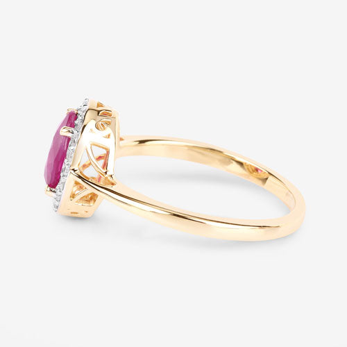 1.83 Carat Genuine Ruby and White Diamond 14K Yellow Gold Ring by Bids.com