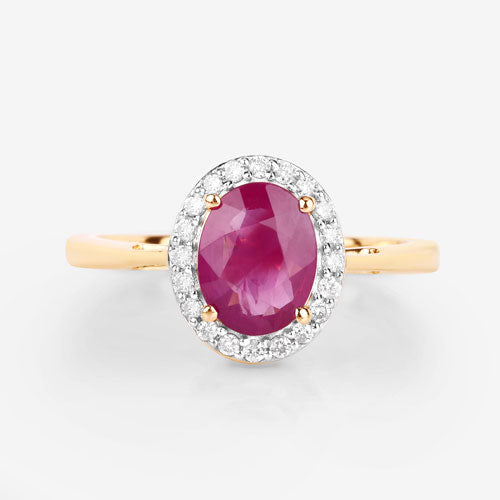 1.83 Carat Genuine Ruby and White Diamond 14K Yellow Gold Ring by Bids.com