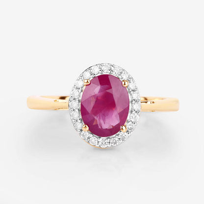 1.83 Carat Genuine Ruby and White Diamond 14K Yellow Gold Ring by Bids.com