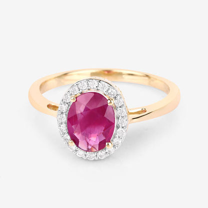 1.83 Carat Genuine Ruby and White Diamond 14K Yellow Gold Ring by Bids.com