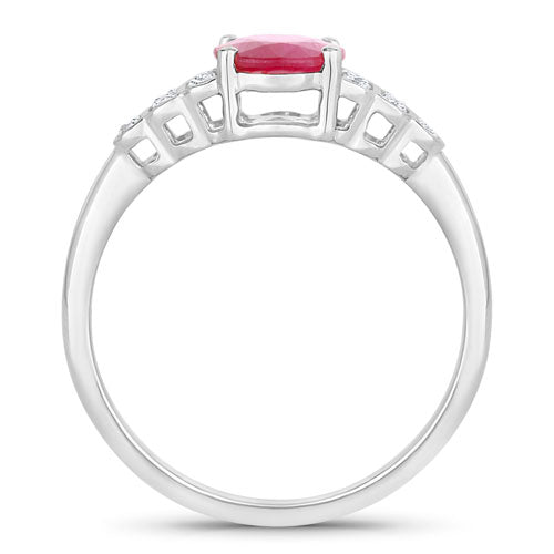 1.52 Carat Genuine Ruby and White Diamond 14K White Gold Ring by Bids.com