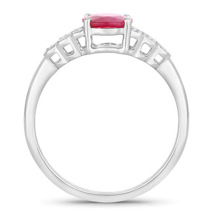 1.52 Carat Genuine Ruby and White Diamond 14K White Gold Ring by Bids.com