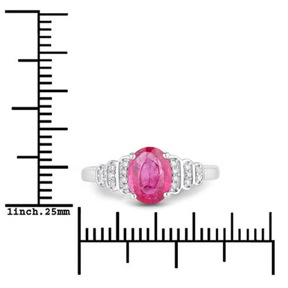 1.52 Carat Genuine Ruby and White Diamond 14K White Gold Ring by Bids.com