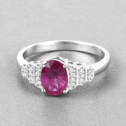 1.52 Carat Genuine Ruby and White Diamond 14K White Gold Ring by Bids.com